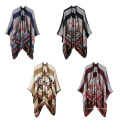 Damen Vintage Poncho Cape vorne offen V-Schnitt umkehrbare übergroße Decke Schals und Wickel